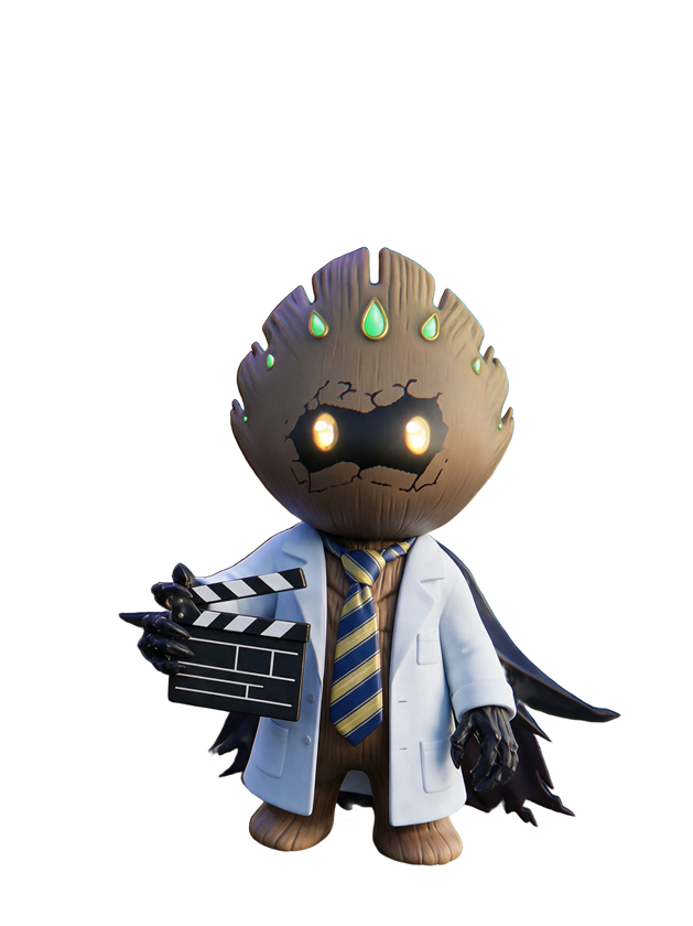 Professor Honey B with a clapperboard