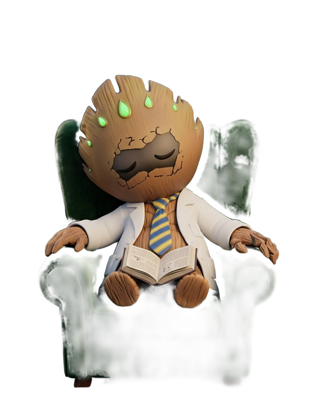 Professor Honey B asleep in an armchair