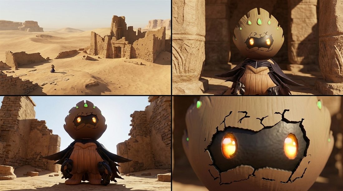 the same character framed four ways