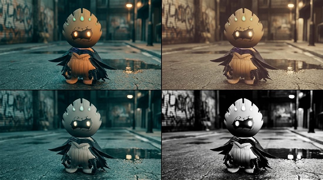 the same shot graded four ways